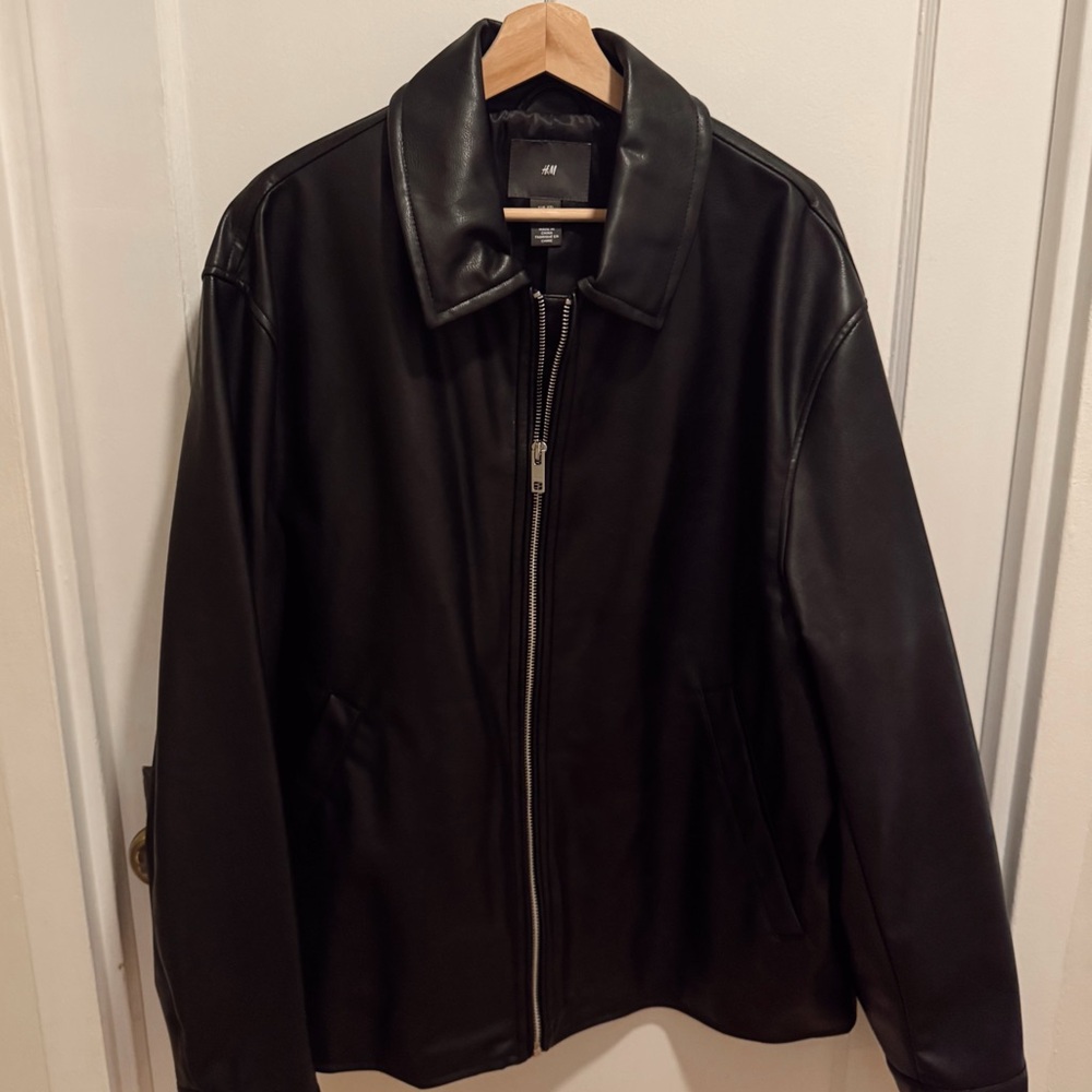 H&M Men's Black Faux Leather Jacket